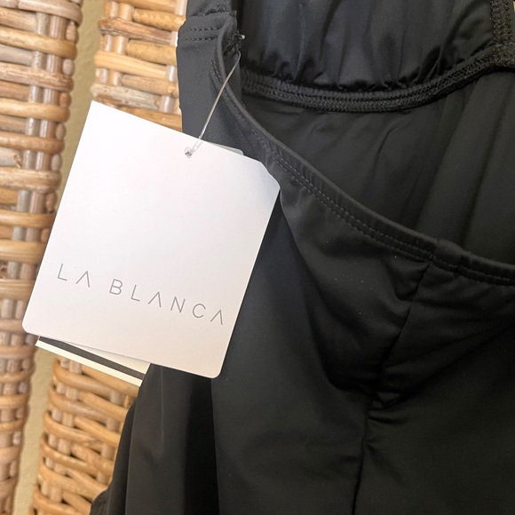 La Blanca Island Goddess Tummy Control Halter One Piece Swimsuit Black Size 6 - Picture 6 of 8